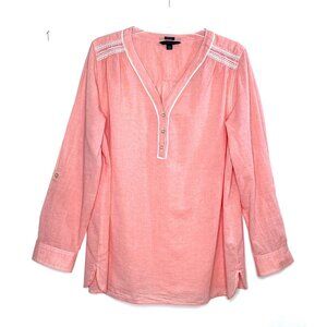 Tommy Hilfiger Women's Boyfriend Fit Tunic Pink (or Coral or Salmon) Size XL